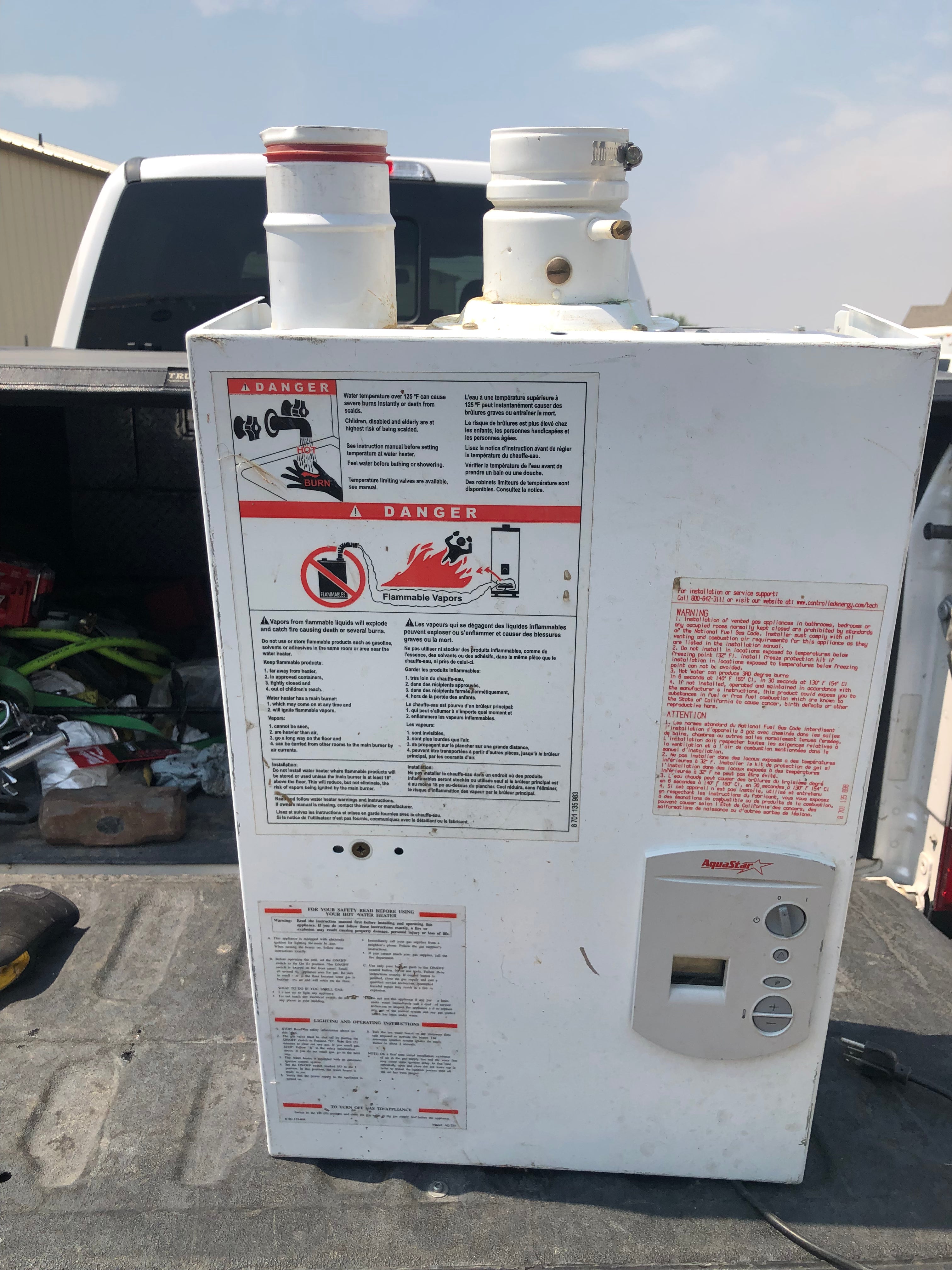 Aqua star on AQ250SX NG, on demand water heater, with exhaust venting